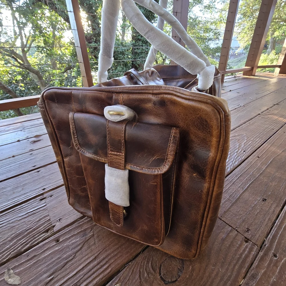Retro Buffalo Leather Duffle Bag - Recondite Sepia by Sam's Buffalo 26 In NWT's